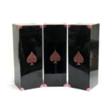 Three Armand de Brignac Ace of Spades limited edition magnum champagne cases, black lacquered,