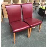 A pair of Poltrona Frau 'Vittoria' claret leather upholstered side chairs, on beechwood frames,