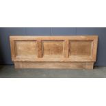 A section of 19th century pine panelling, converted as a headboard, 153cmW 46cmH