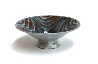 A Michael Buckland for Green Dene Pottery studio bowl, blue and red glaze, marks to base, 28cmD