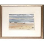 John Linfield (b.1930), 'Morning on the beach, Elie', watercolour, signed, 15x24cm