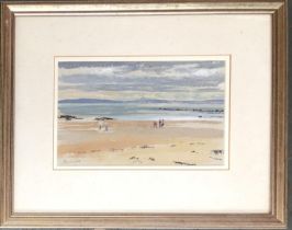 John Linfield (b.1930), 'Morning on the beach, Elie', watercolour, signed, 15x24cm