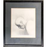 Marco Bronzini, pencil sketch of a man in profile, signed and dated '77, 29.5x24.5cm