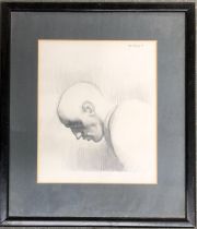 Marco Bronzini, pencil sketch of a man in profile, signed and dated '77, 29.5x24.5cm