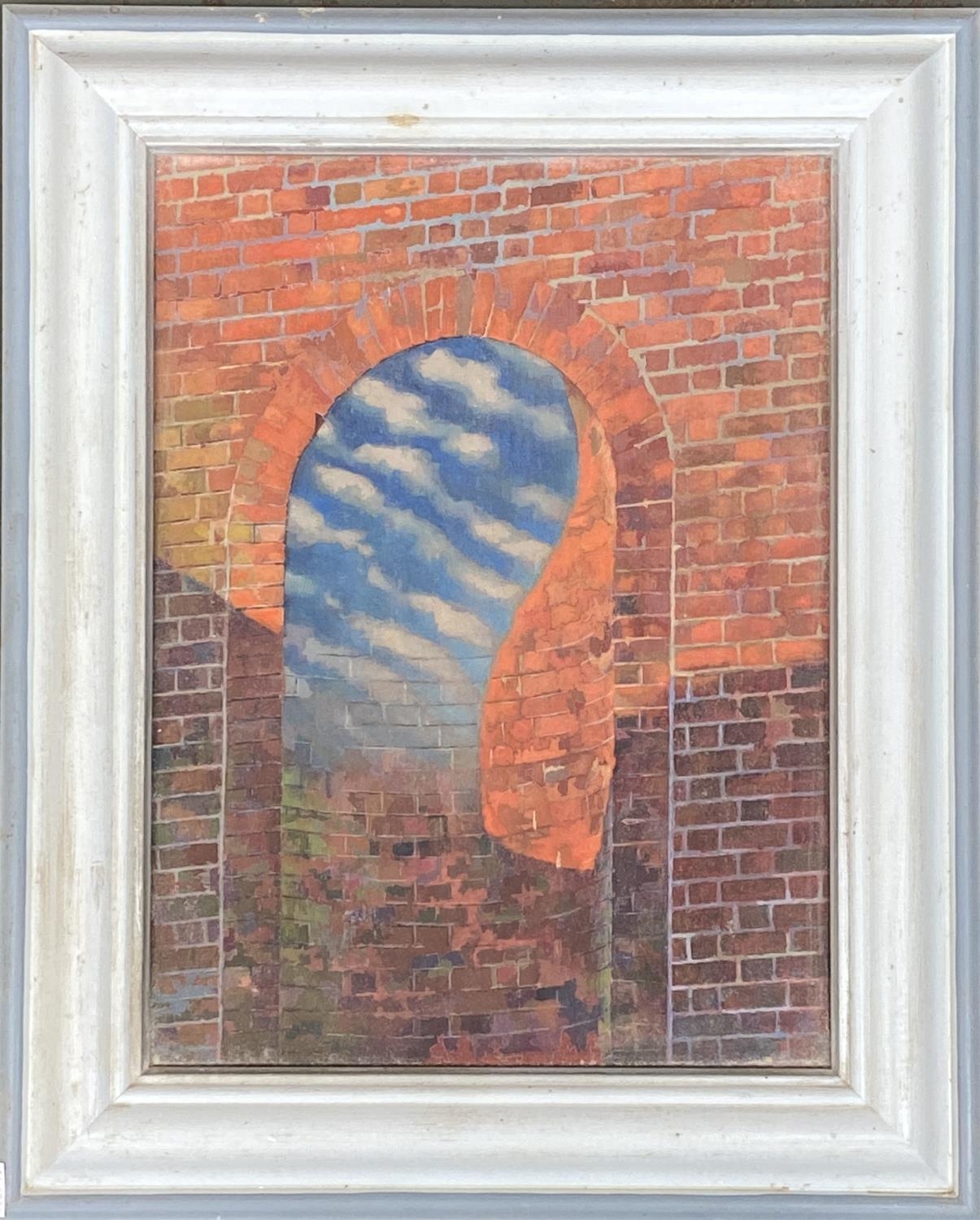 Surrealist bricks and sky, oil on canvas, 39.5x29cm