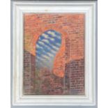 Surrealist bricks and sky, oil on canvas, 39.5x29cm