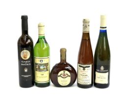 Five bottles of white wine: Gunilla von Bismarck Chardonnay superior 12.5%/75cl; Carl Sittmann