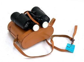 A pair of Frankfurt 10x50 field binoculars, with case bearing label for Ascot races 1987