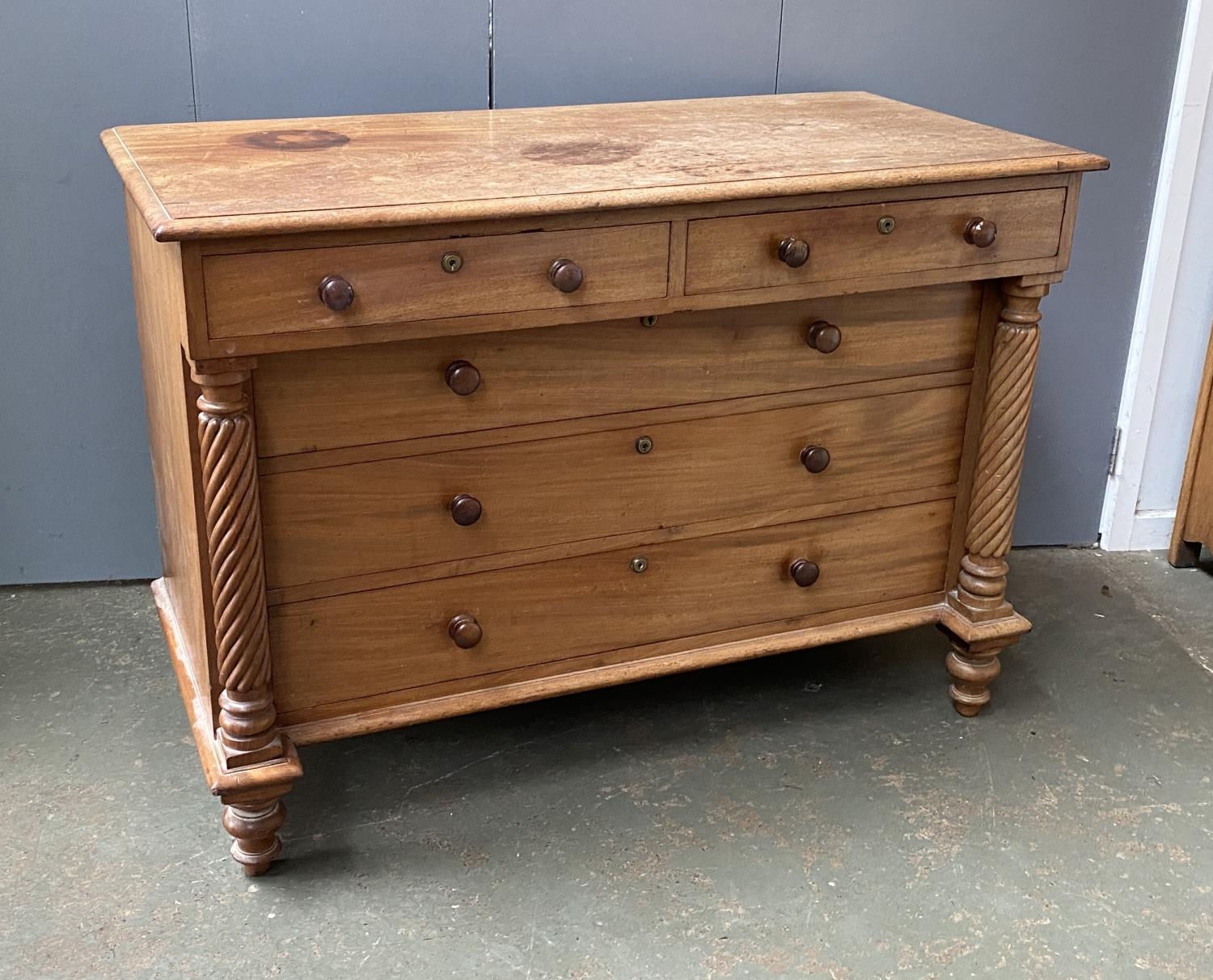 A good quality 19th century mahogany commode chest, two drawers over three set back graduating