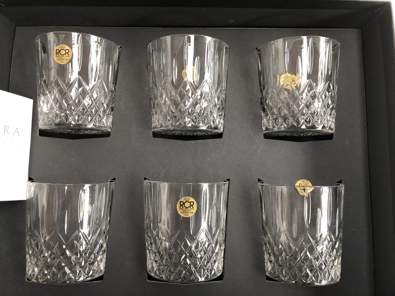 A set of six House of Fraser Royal 'Opera Crystal' whisky tumblers, boxed - Image 2 of 2