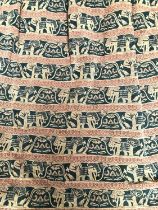 An single large curtain with a South Asian style of elephants and birds, approx 245cm drop and 200cm