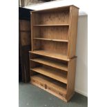 Two pine bookcases, 130x33x112cmH and 140x41x103cmH (2)