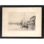 Percy Thomas, 'Limehouse Reach', drypoint etching, signed and dated 1889 within the plate, 16x24cm