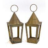 Interior design interest: A set of eleven metal lanterns with loop handle, 40cmH