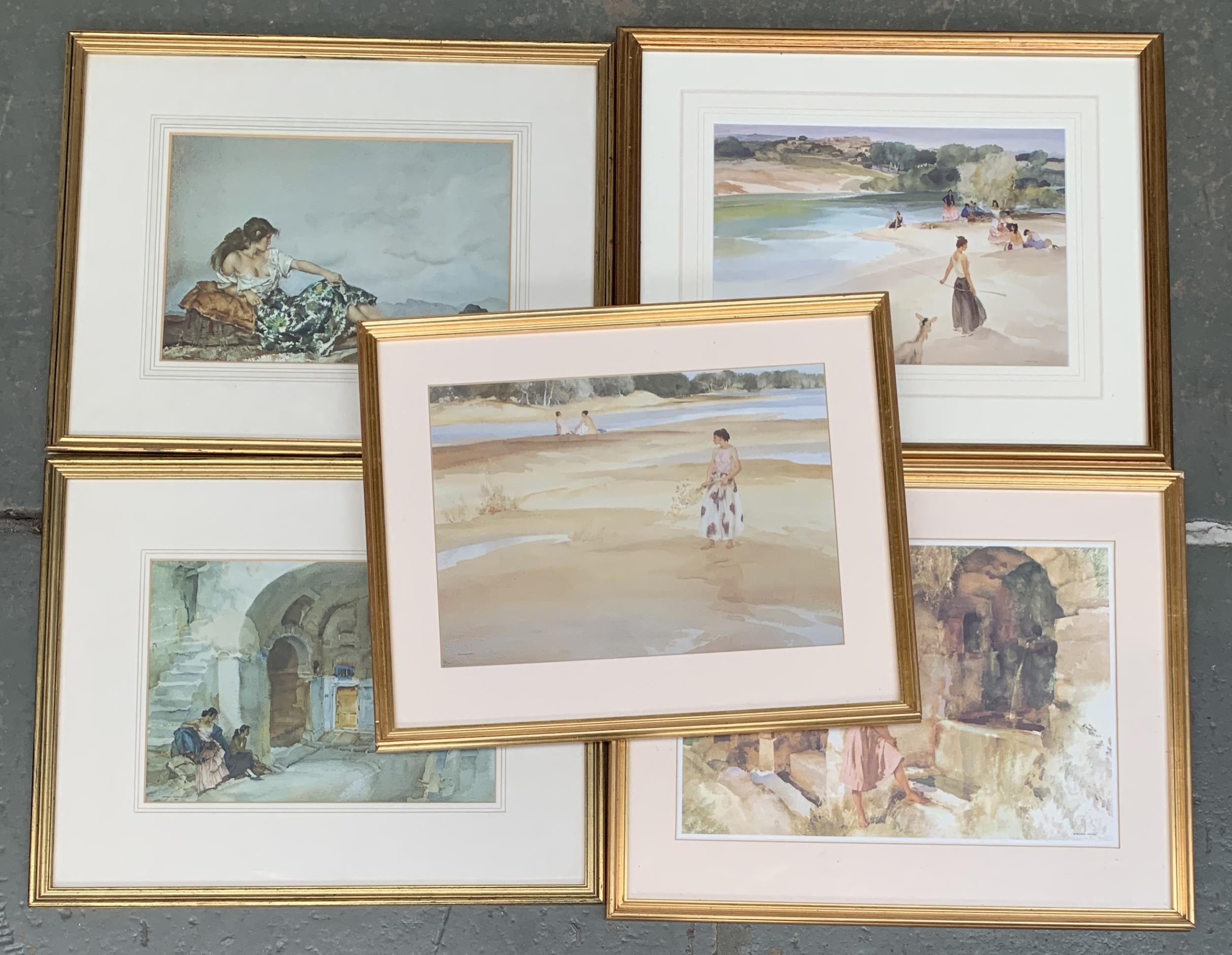 After William Russell Flint, 5 prints, each approx. 27.5x38cm