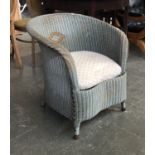 A blue painted Lloyd Loom style chair, 66cmW