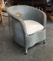 A blue painted Lloyd Loom style chair, 66cmW