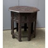 A 19th century Anglo Indian octagonal folding Hoshiarpur style occasional table, 54x55cm