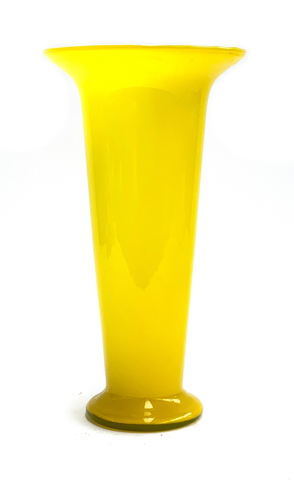 Interior design interest: A tall mid century yellow glass vase, 37.5cmH