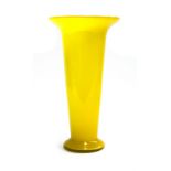 Interior design interest: A tall mid century yellow glass vase, 37.5cmH