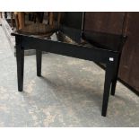 A black lacquered duet piano stool with hinged seat, 75x36x49cmH