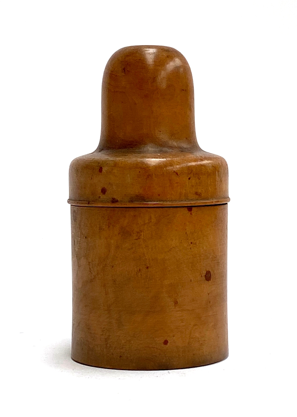 A treen apothecary bottle holder with glass bottle and stopper, 13cmH - Image 3 of 3