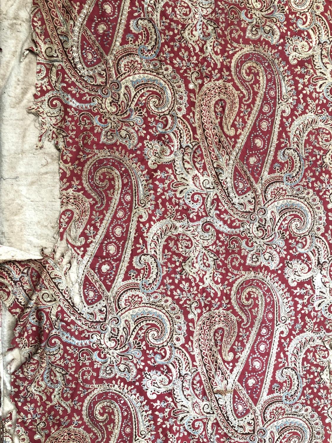 A paisley and floral orange ground bed spread, approx 175x205cm; together with one other, red ground - Image 3 of 3