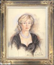 20th century pastel on paper, portrait of lady with pearls, 70x54cm; in 20th century gilt gesso