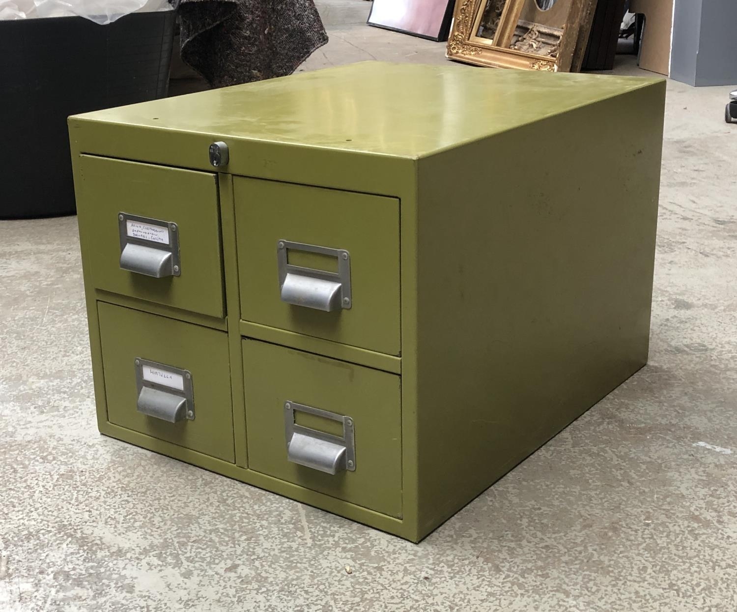 Two metal filing cabinets of two over two drawers, one painted green, 41x51x34cmH - Image 2 of 2