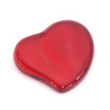 An Elsa Peretti for Tiffany red glass heart paperweight, 10cmW