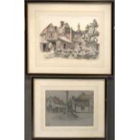 Ernest E. Perry, two pencil and pastel sketches, to include 'Deadham, August 30th 1932' 23x31cm;