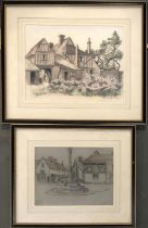 Ernest E. Perry, two pencil and pastel sketches, to include 'Deadham, August 30th 1932' 23x31cm;