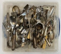 A mixed lot of mostly plated flatware, to include Christofle