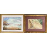 Jan Wasily, watercolour of a lake, 23x33cm; together with Mabel Withers, 20th century watercolour,