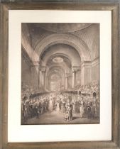 George Baxter, aquatint, 'Queen Victoria opening her first Parliament', 54x42cm
