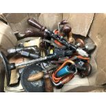 A mixed box of hand drills and electric drills