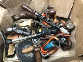 A mixed box of hand drills and electric drills