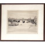 S.L. Scott, Waterloo Bridge, drypoint etching, signed and titled in pencil, 24x32cm