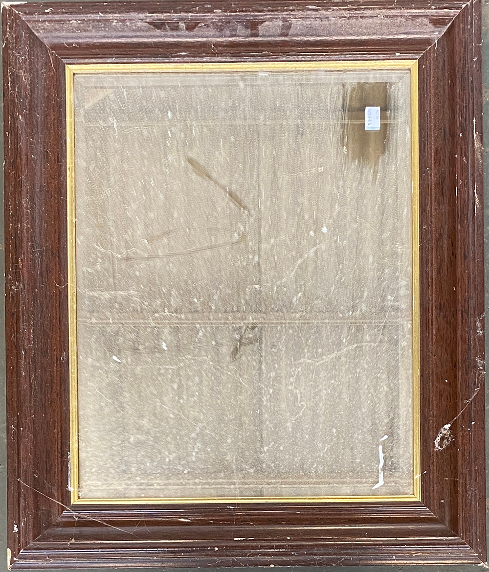 A painted rectangular wall mirror with bevelled glass, 65x55cm