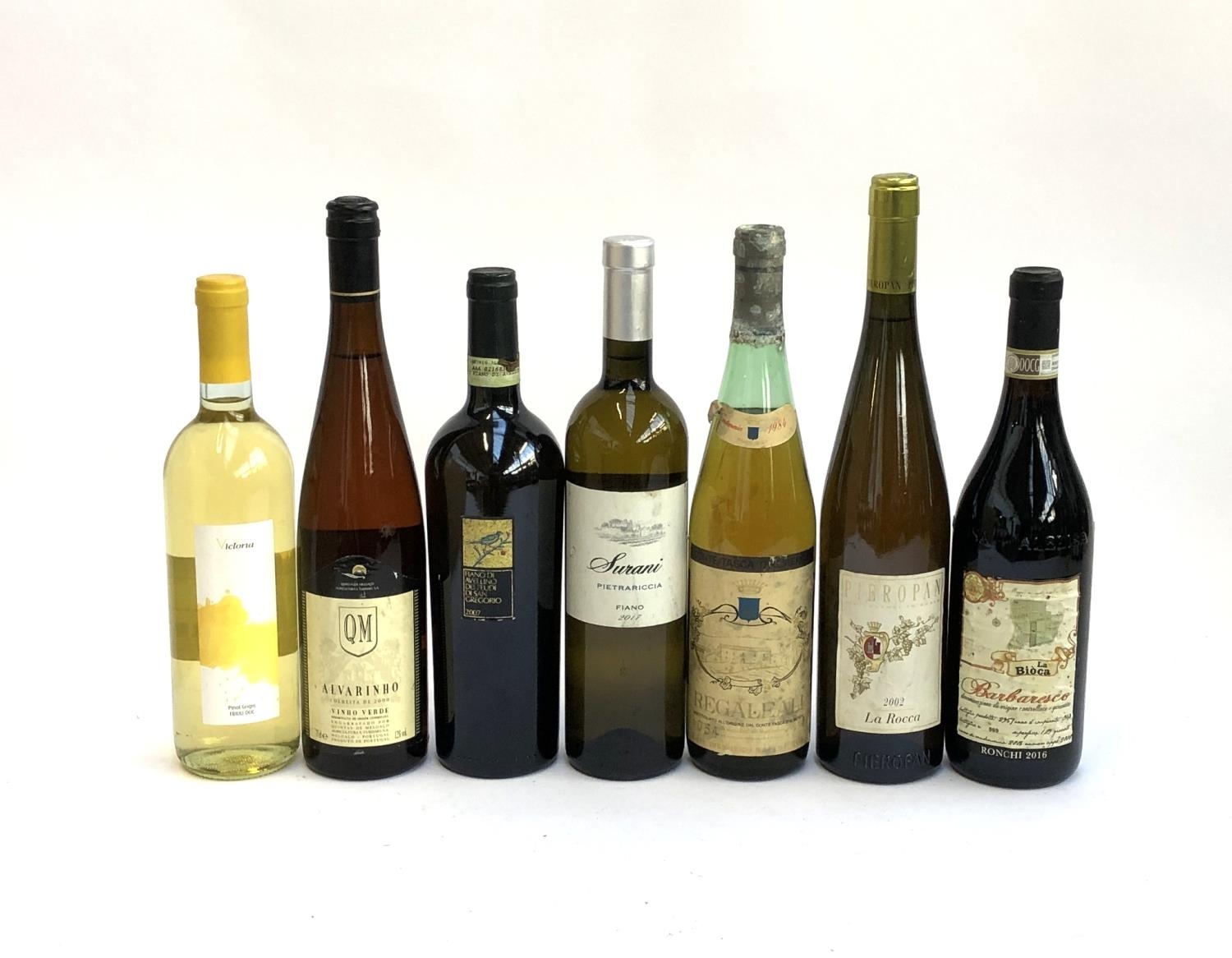 Seven bottles of white wine: Alvarinho Vinho Verde 12%/75cl; Fiano di Avellino 2007 13%/75cl;