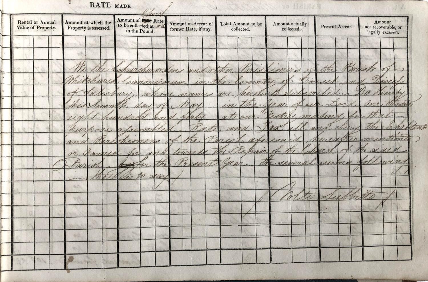 A RATE BOOK: LOCAL HISTORY INTEREST. This 'Rate Book' for 'Whitechurch' (sic) is an MS volume and - Image 3 of 4