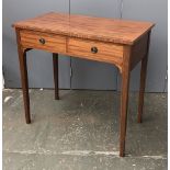A mahogany side table, with two drawers on square tapered legs, 80x35x76cmH