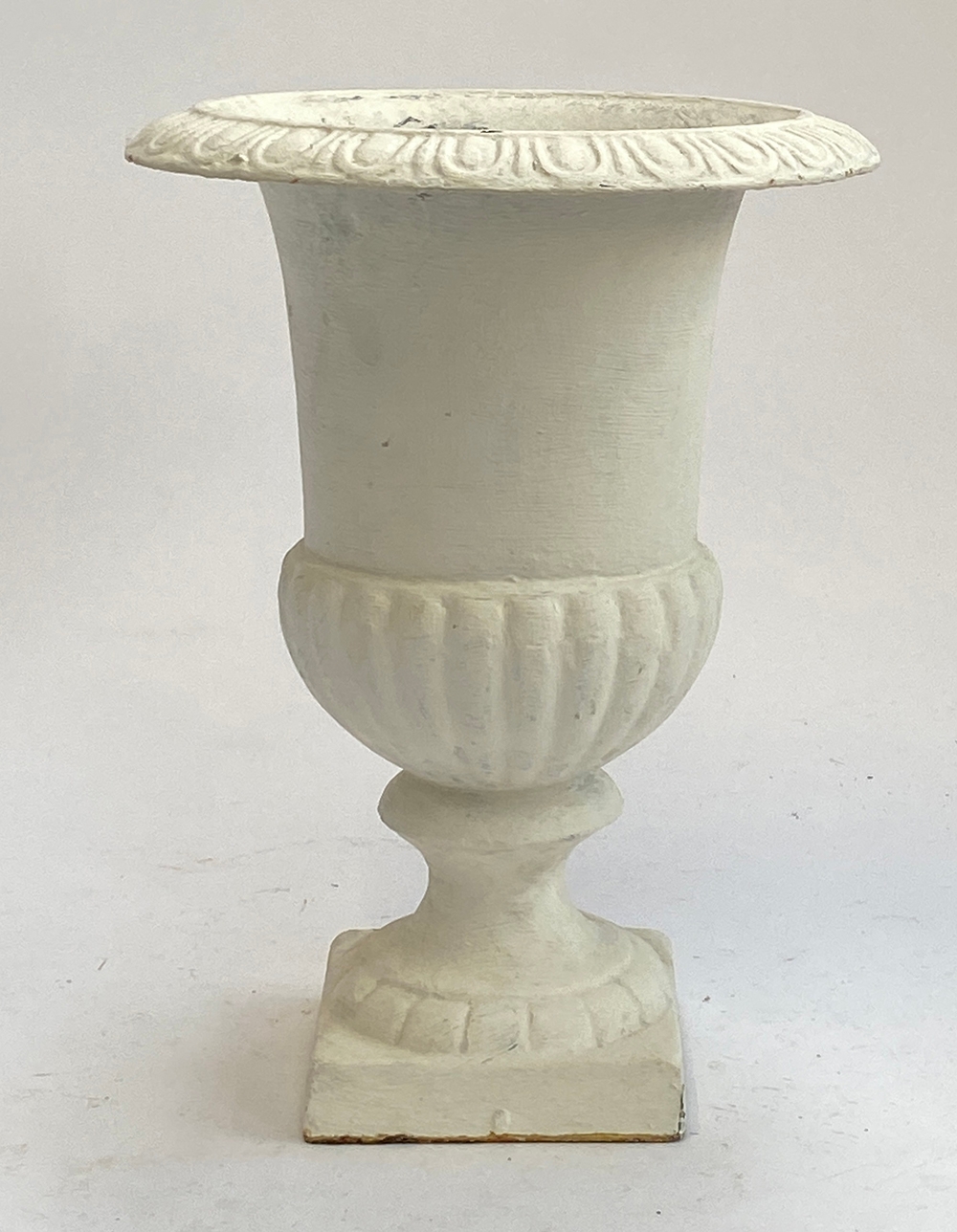 A white painted cast iron Campana urn, 32cmH - Image 2 of 2