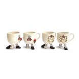 Four novelty Carlton Ware commemorative mugs with legs