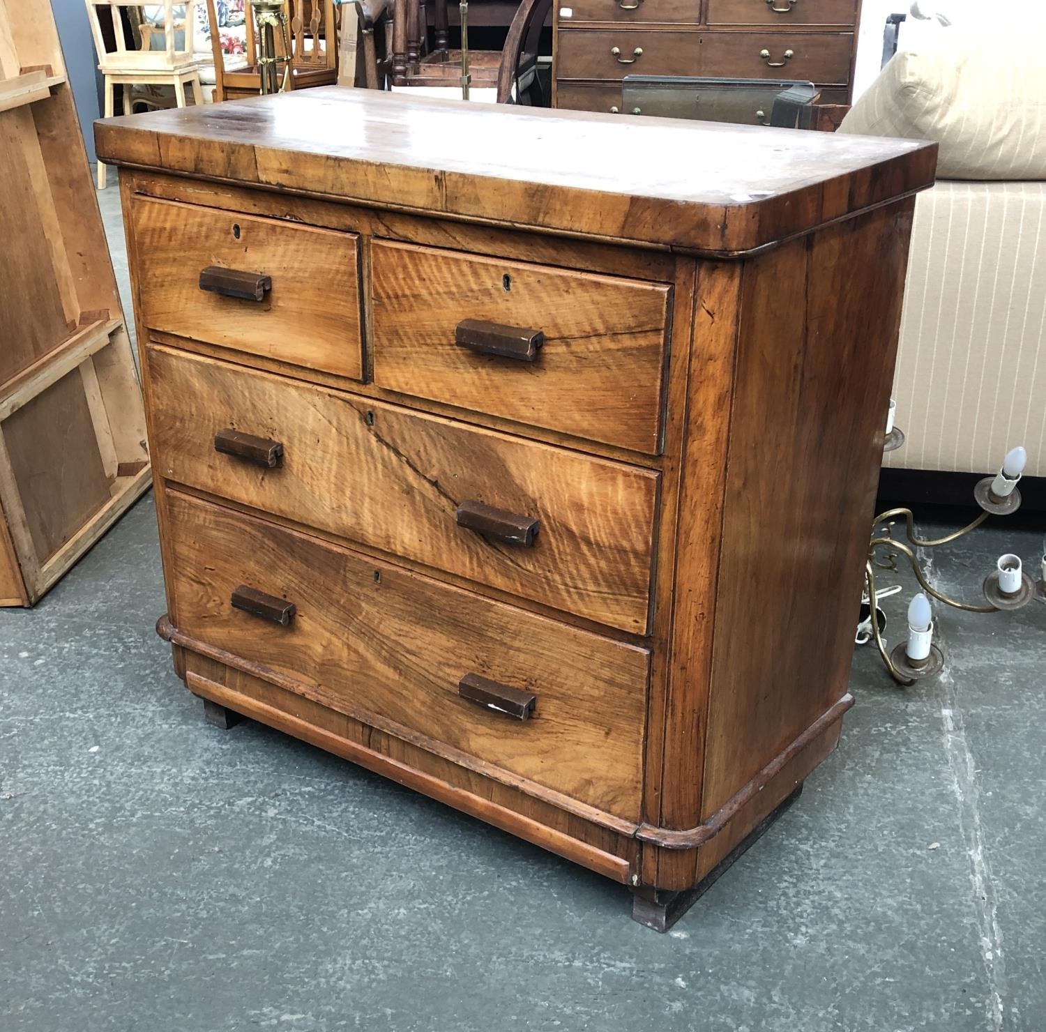 A 19th century and later mahogany chest of two short over two long drawers, 98x48x93cm