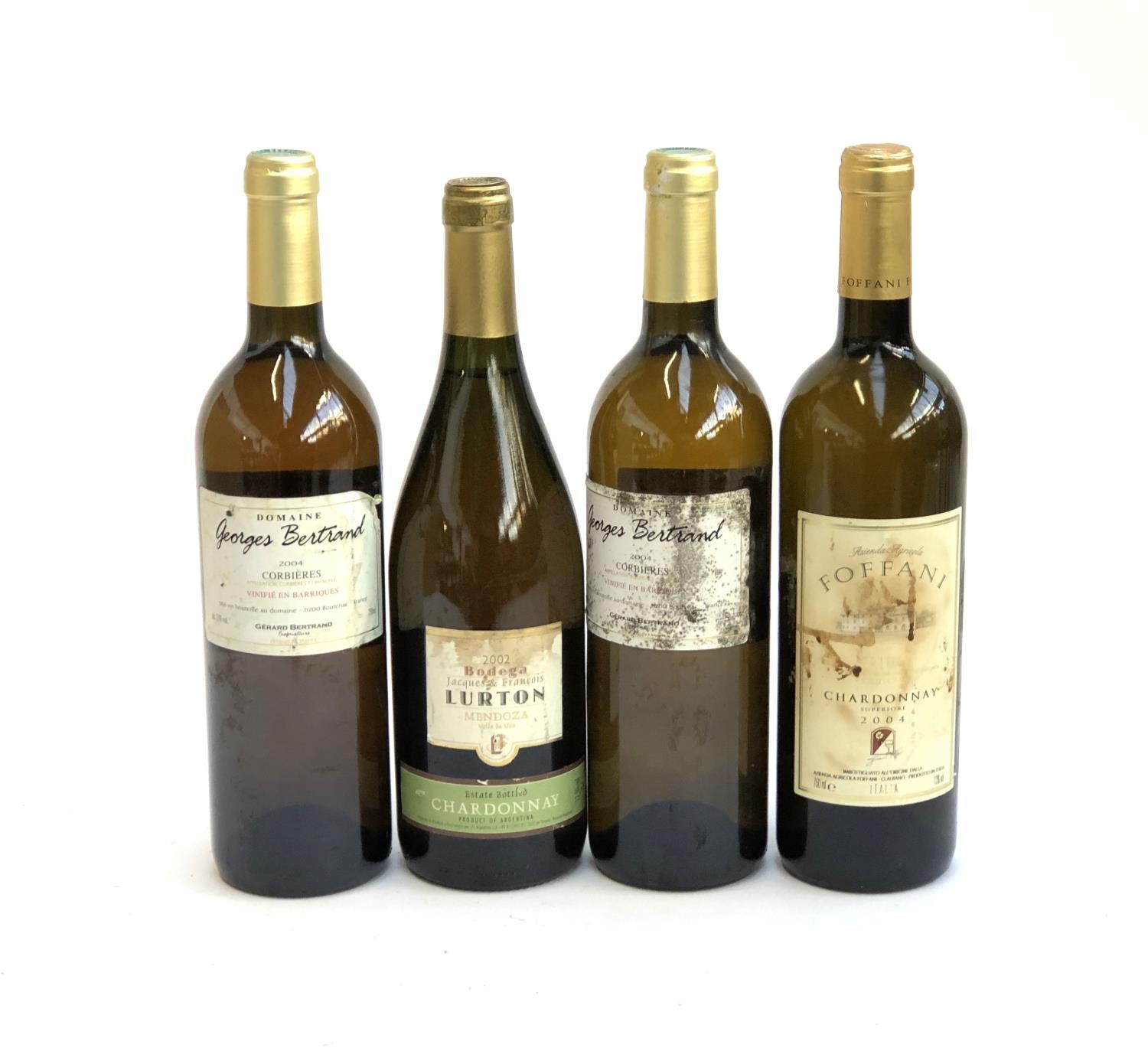 Four bottles of Chardonnay: Domaine Georges Bertrand Corbières 2004 13%/75cl (2 bottles); Azienda