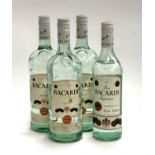 Three bottles of Bacardi white rum (100cl, 40%), together with one Bacardi bottle (70cl, 37.5%)