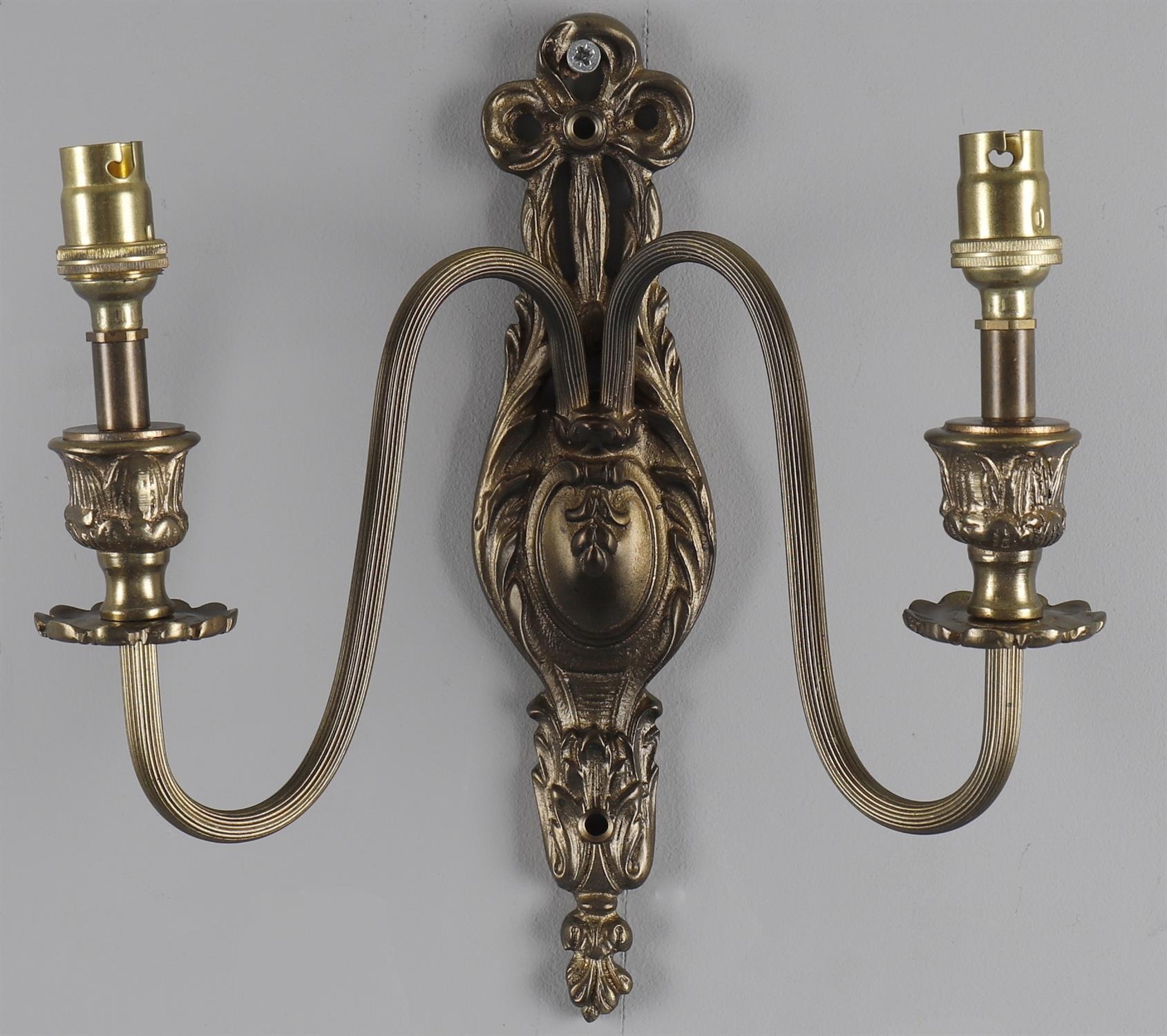 A set of four gilt metal twin light wall appliques, in the 18th century French style, 20th - Image 3 of 3