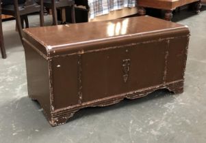 A camphor wood blanket box, painted brown, 106cmW