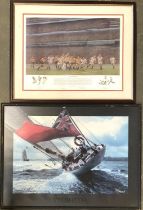 Rugby Union, 'Fight to the Finish', signed colour print, 672/850, 44.5x58.5cm; together with